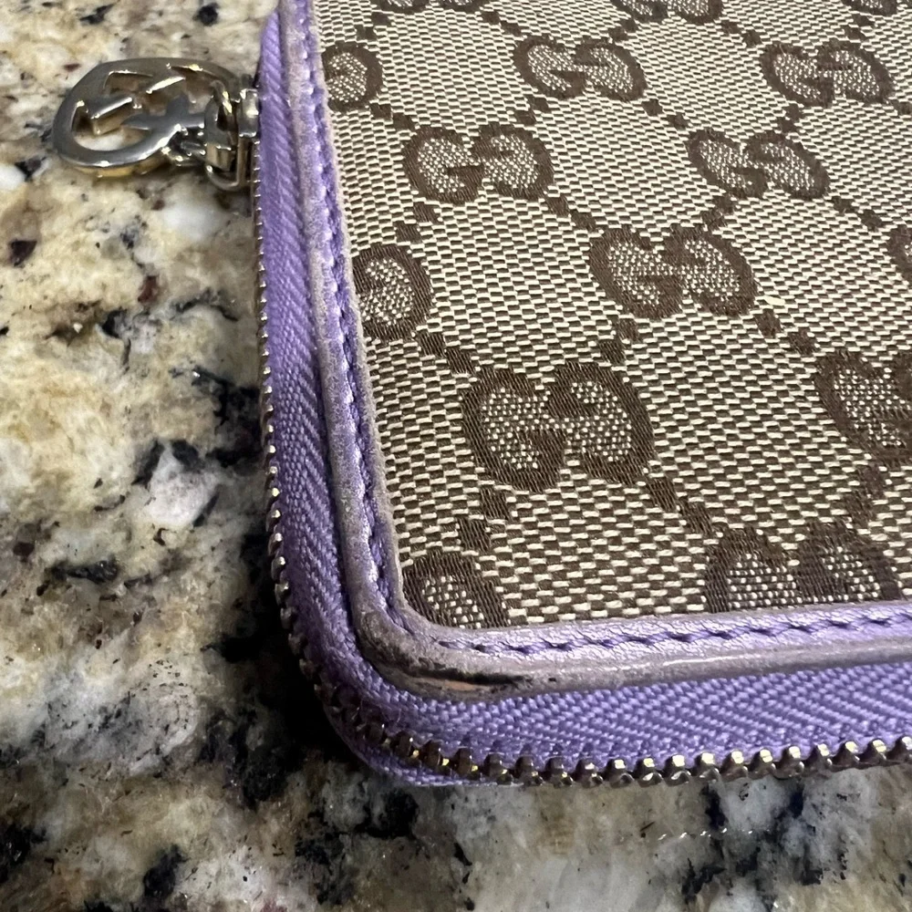 Gucci Brown and Purple Monogram Wallet - Picture 12 of 15